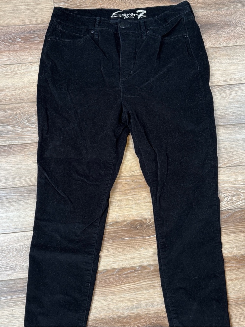 Seven7 Black Corduroy Women's Slim Trousers